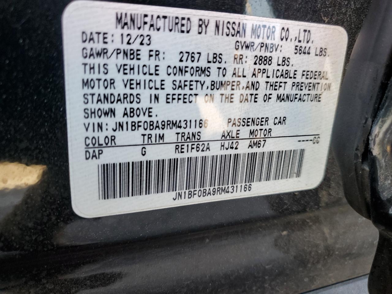 2024 Nissan Ariya Evolve+ VIN: JN1BF0BA9RM431166 Lot: 64795105