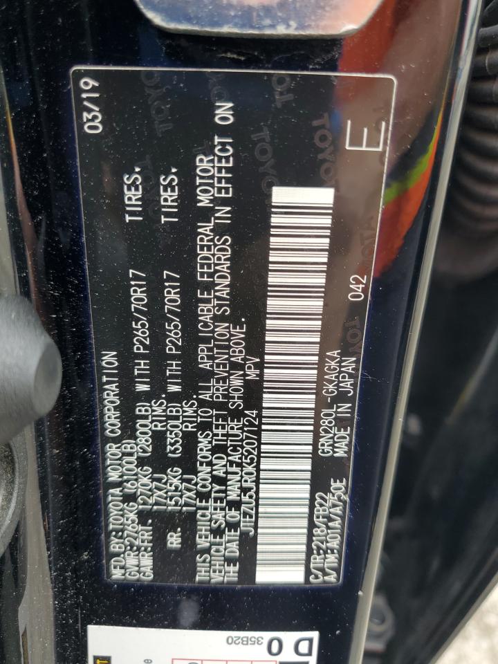 2019 Toyota 4Runner Sr5 VIN: JTEZU5JR0K5207124 Lot: 68851095