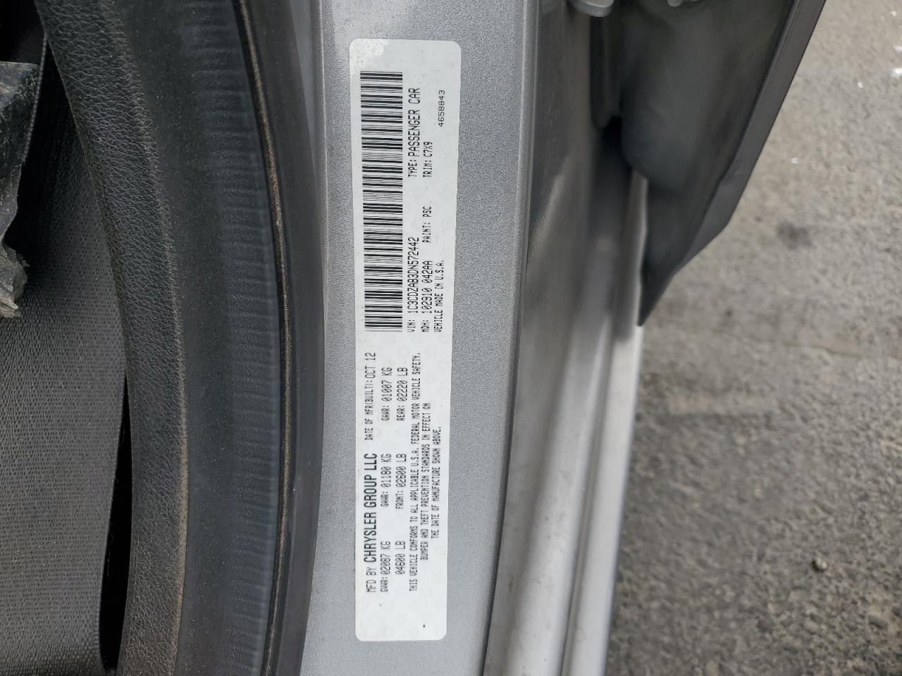 2013 Dodge Avenger Se VIN: 1C3CDZAB3DN572442 Lot: 70543865