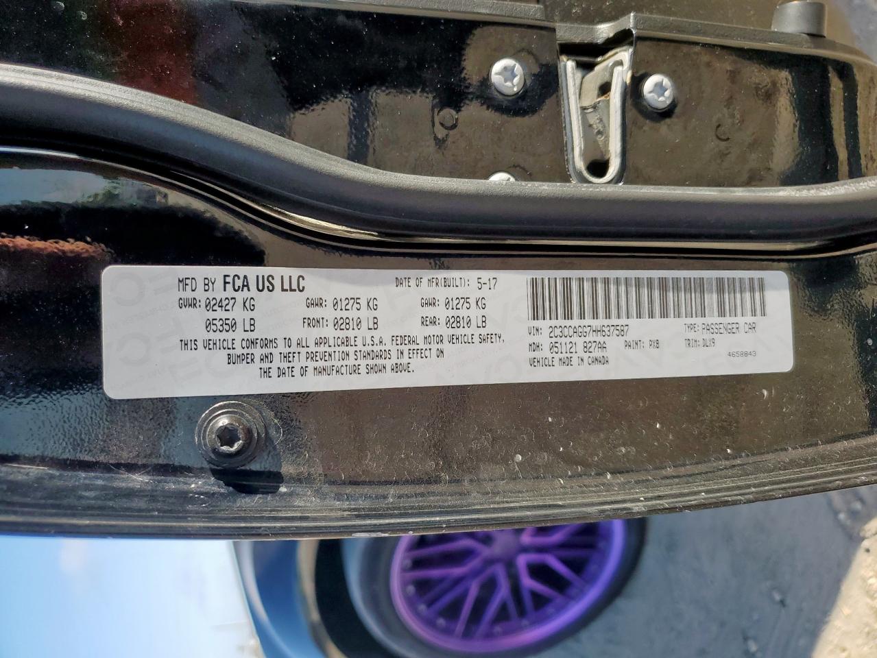 2017 Chrysler 300 S VIN: 2C3CCAGG7HH637587 Lot: 70779995