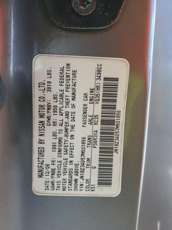 2007 Nissan 350Z Coupe VIN: JN1BZ34D57M501856 Lot: 70258385