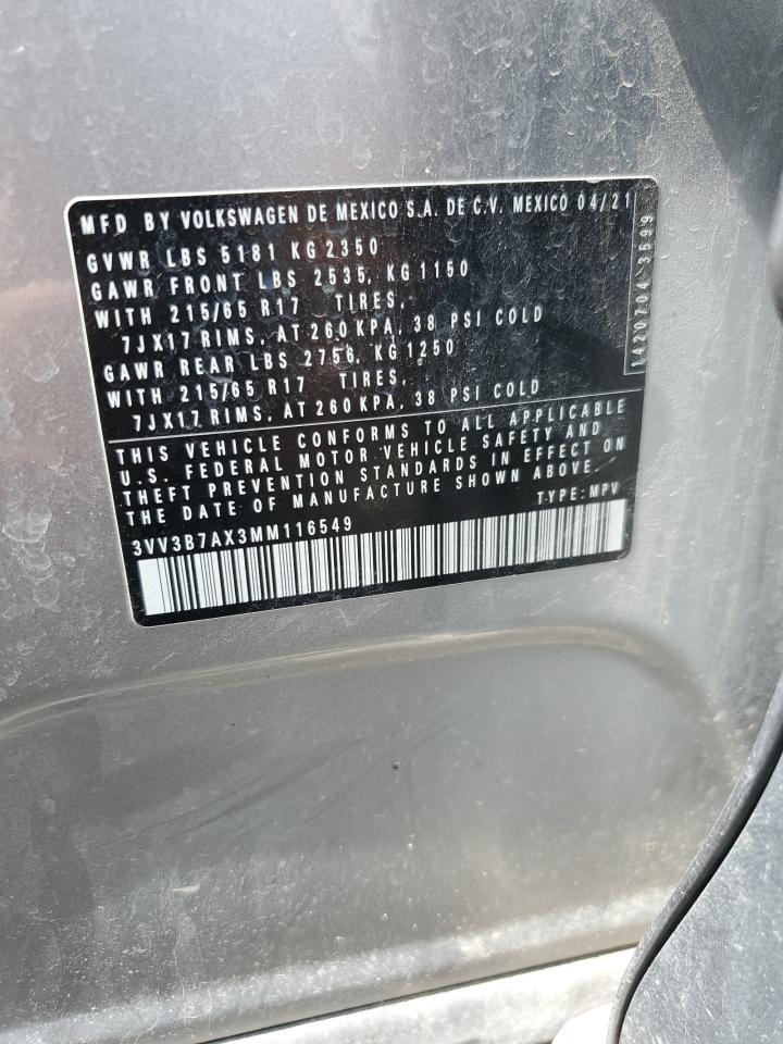 2021 Volkswagen Tiguan Se VIN: 3VV3B7AX3MM116549 Lot: 68157615