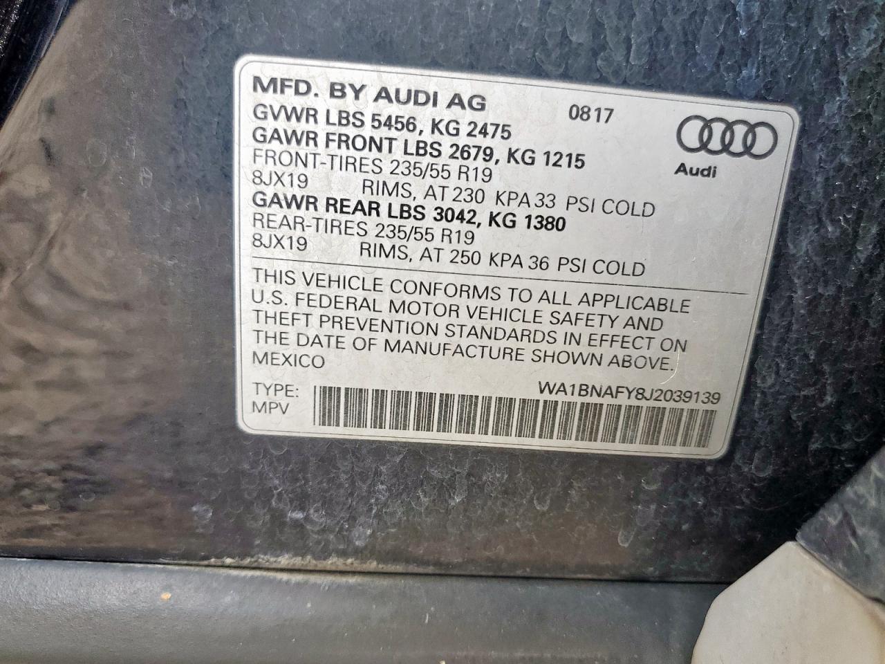 2018 Audi Q5 Premium Plus VIN: WA1BNAFY8J2039139 Lot: 68493515