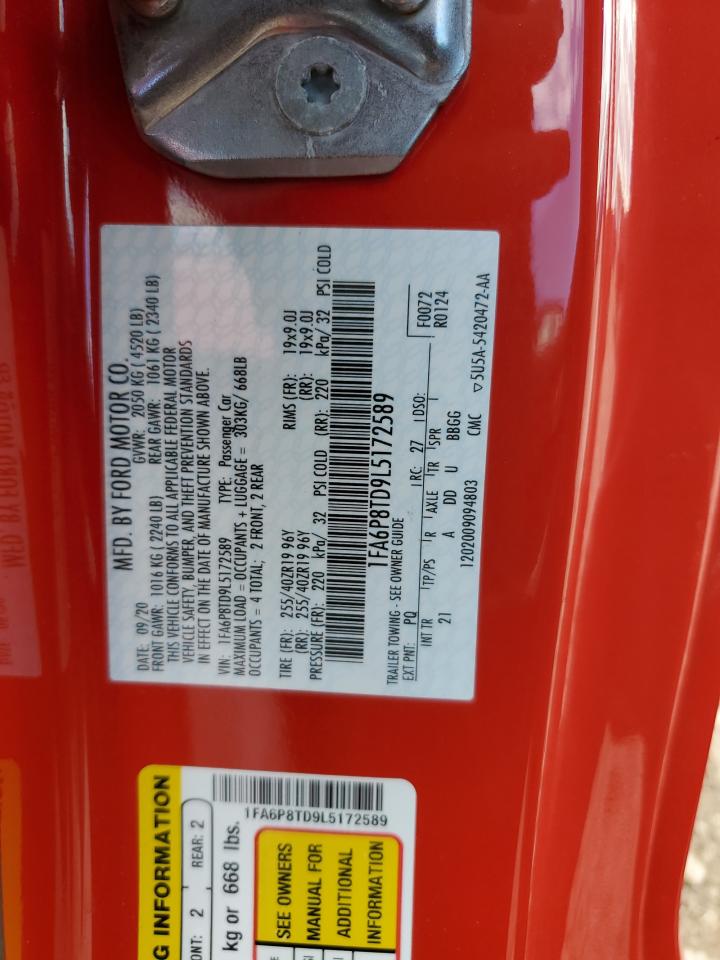 2020 Ford Mustang VIN: 1FA6P8TD9L5172589 Lot: 69567715