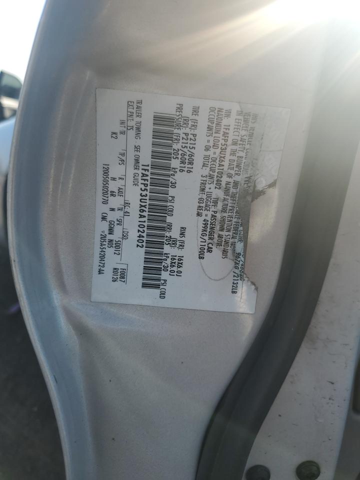 2006 Ford Taurus Se VIN: 1FAFP53UX6A102402 Lot: 68433095