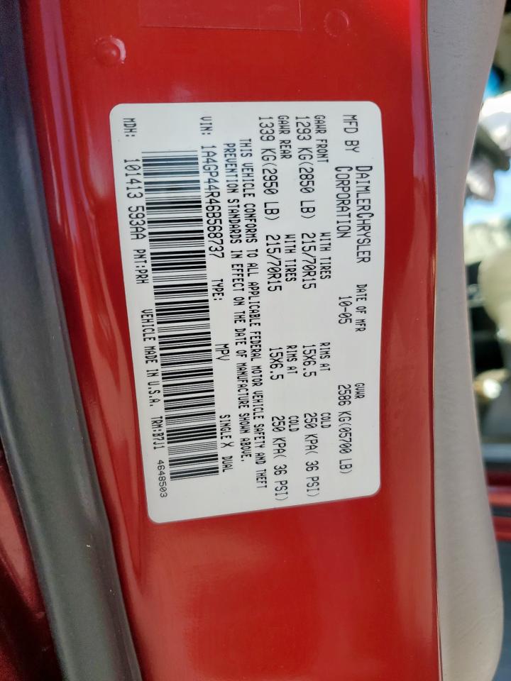 2006 Chrysler Town & Country Lx VIN: 1A4GP44R46B568737 Lot: 69033045