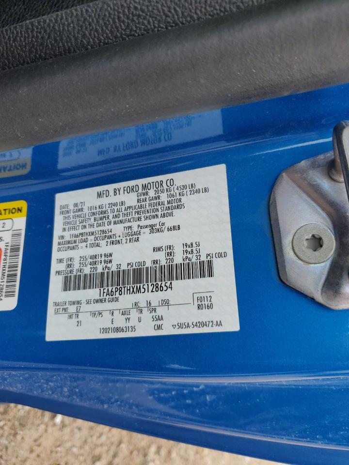 2021 Ford Mustang VIN: 1FA6P8THXM5128654 Lot: 66044175
