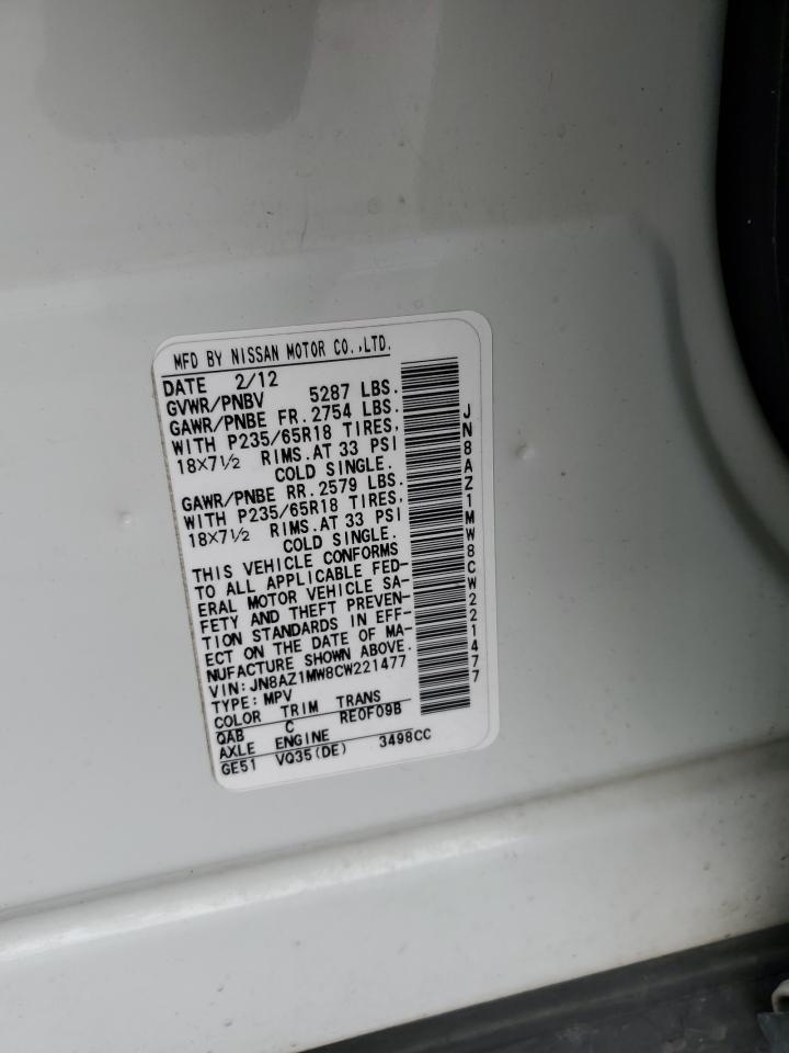 JN8AZ1MW8CW221477 2012 Nissan Murano S