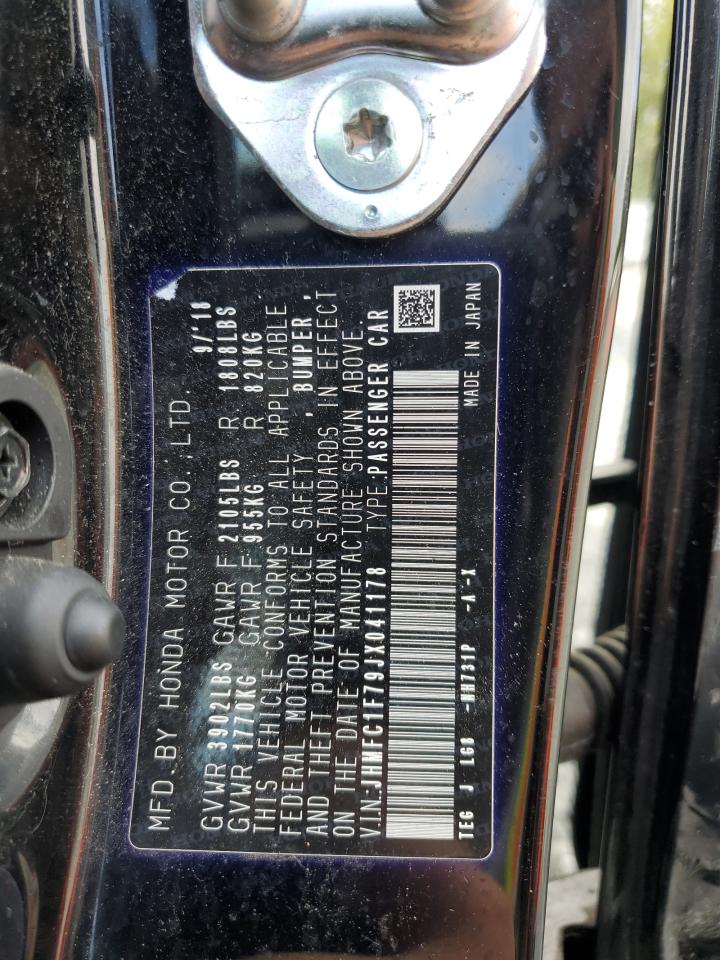 2018 Honda Civic Exl VIN: JHMFC1F79JX041178 Lot: 69156925