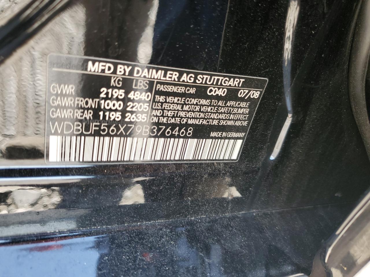 2009 Mercedes-Benz E 350 VIN: WDBUF56X79B376468 Lot: 70366385