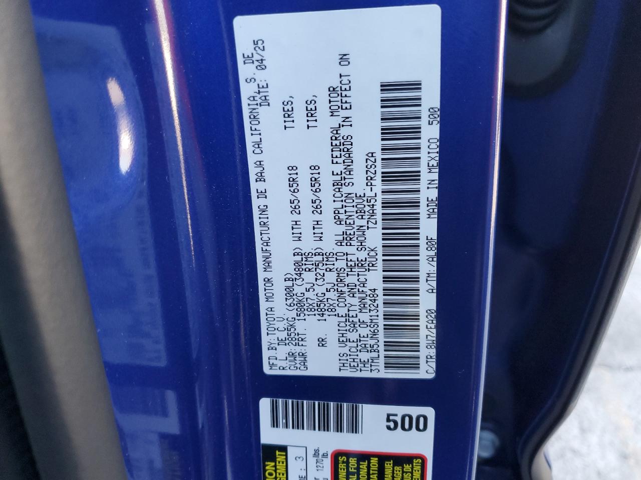 2025 Toyota Tacoma Double Cab VIN: 3TMLB5JN6SM132484 Lot: 70206735