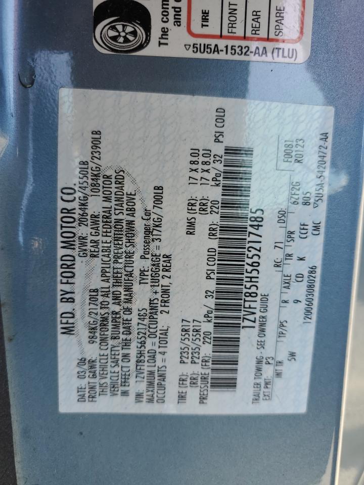 2006 Ford Mustang Gt VIN: 1ZVFT85H565217485 Lot: 70504855