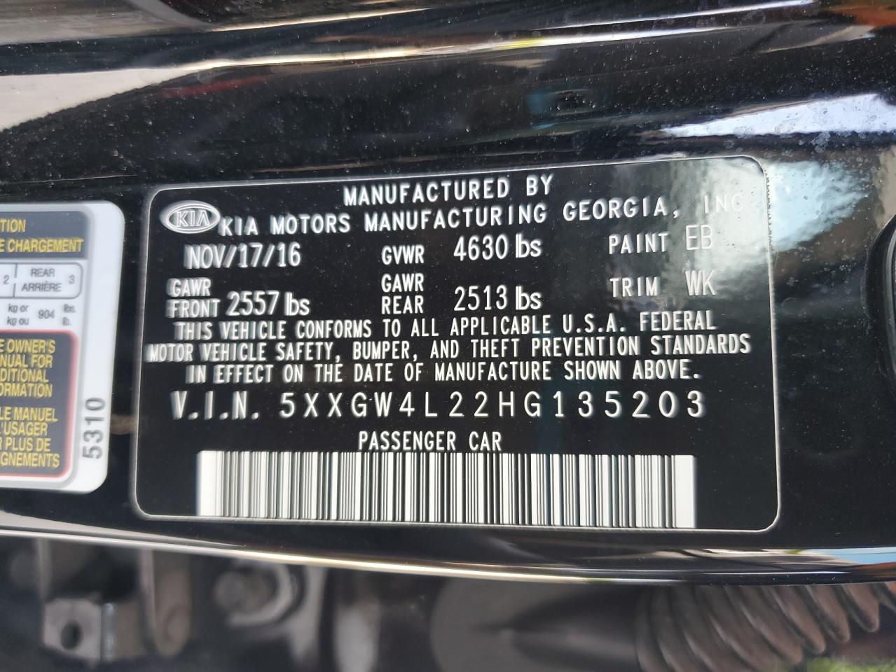 2017 Kia Optima Sx VIN: 5XXGW4L22HG135203 Lot: 68567095