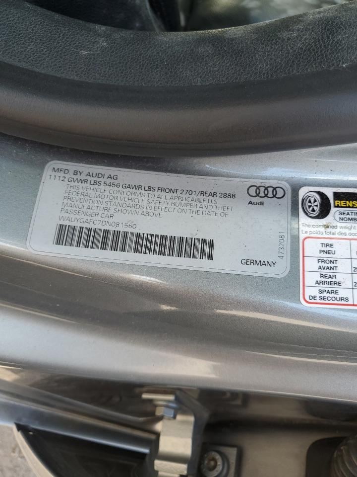 2013 Audi A7 Premium Plus VIN: WAUYGAFC7DN081560 Lot: 70249875