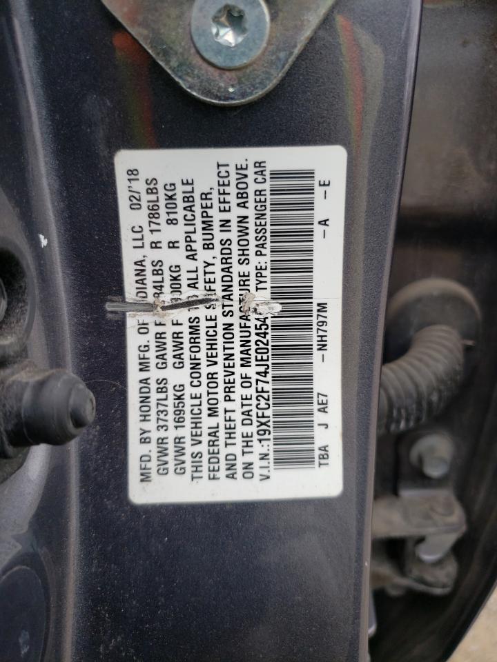 2018 Honda Civic Ex VIN: 19XFC2F74JE024540 Lot: 69674055