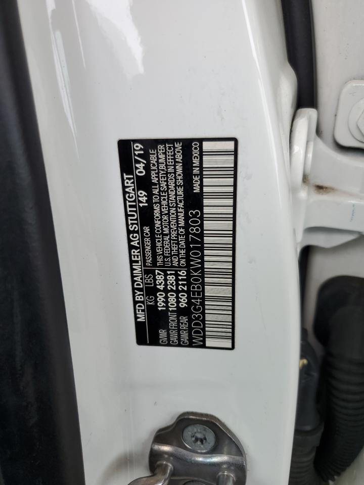 2019 Mercedes-Benz A 220 VIN: WDD3G4EB0KW017803 Lot: 69727245
