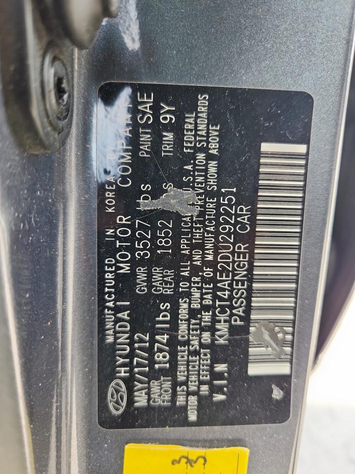 2013 Hyundai Accent Gls VIN: KMHCT4AE2DU292251 Lot: 70374175