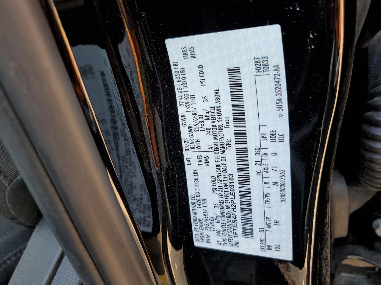 2023 Ford Ranger Xl VIN: 1FTER4FH2PLE03163 Lot: 70112425