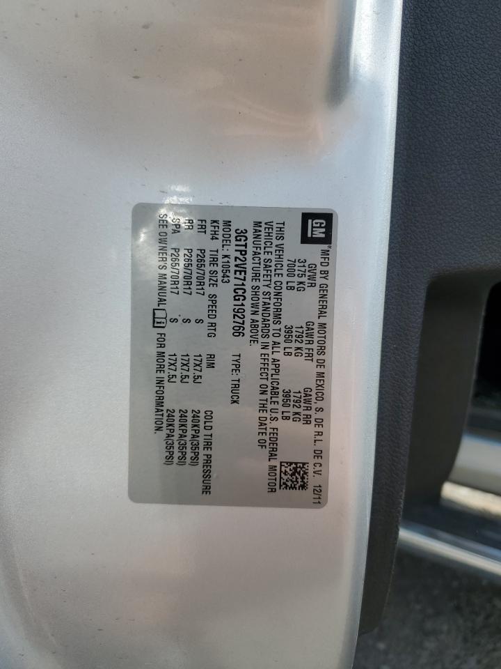 2012 GMC Sierra K1500 Sle VIN: 3GTP2VE71CG192766 Lot: 67455435