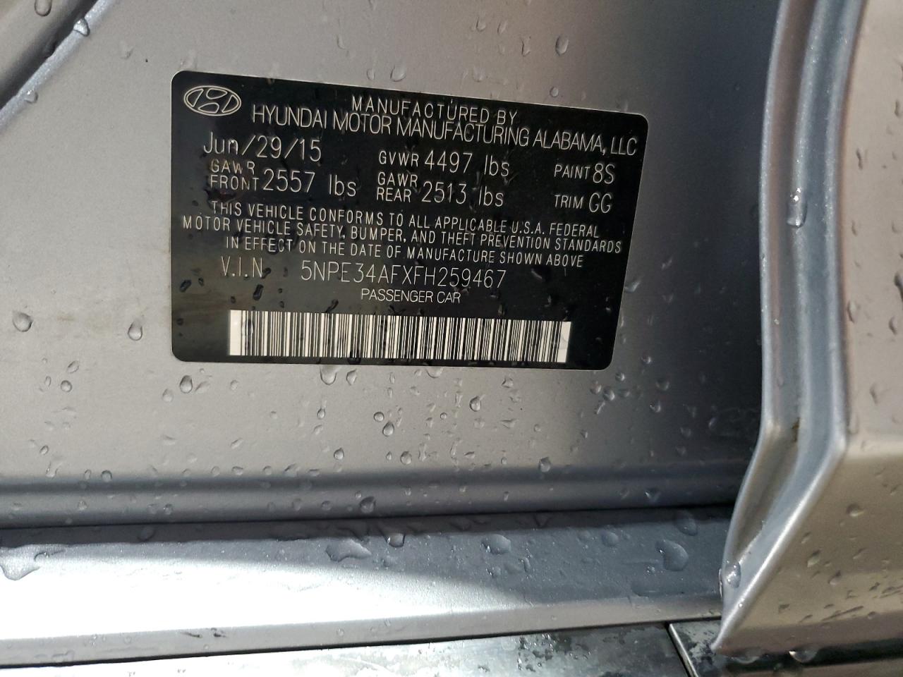 2015 Hyundai Sonata Sport VIN: 5NPE34AFXFH259467 Lot: 70564135