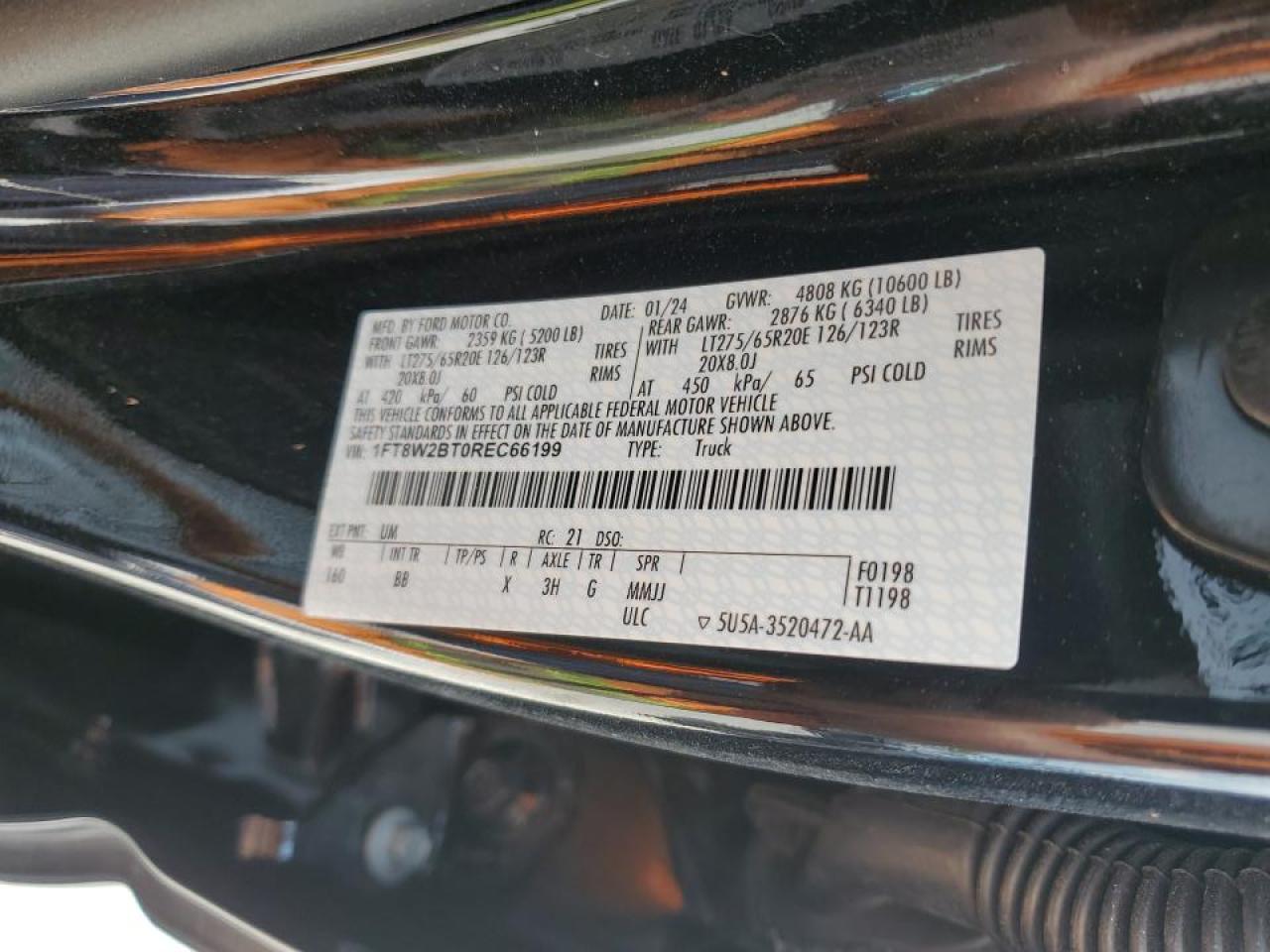 2024 Ford F250 Super Duty VIN: 1FT8W2BT0REC66199 Lot: 69114195