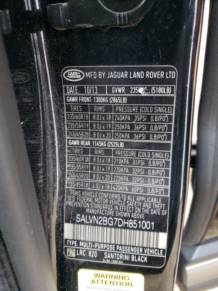 2013 Land Rover Range Rover Evoque Pure VIN: SALVN2BG7DH851001 Lot: 69496915