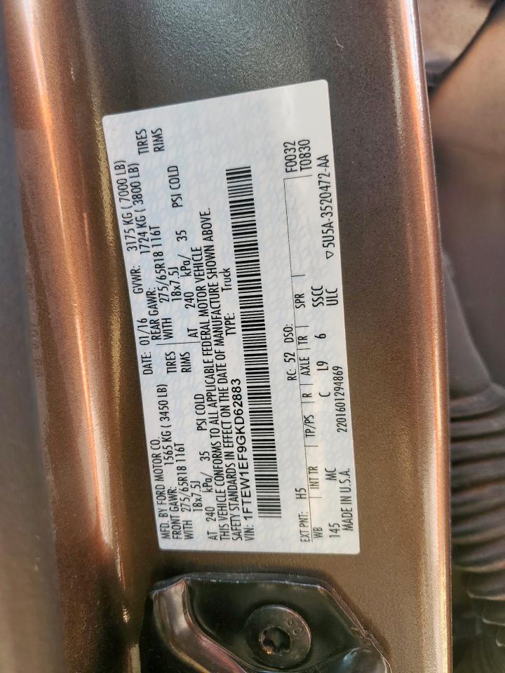 1FTEW1EF9GKD62883 2016 Ford F150 Supercrew