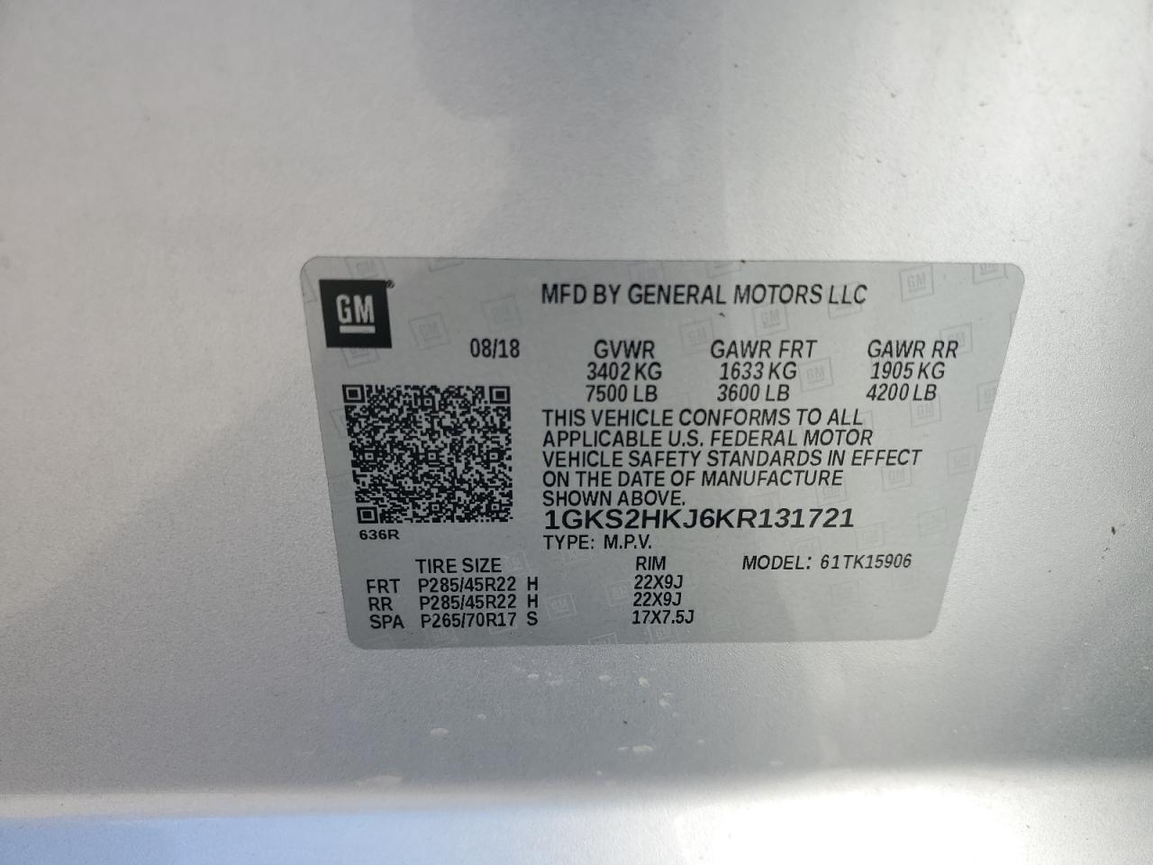 2019 GMC Yukon Xl Denali VIN: 1GKS2HKJ6KR131721 Lot: 66630745