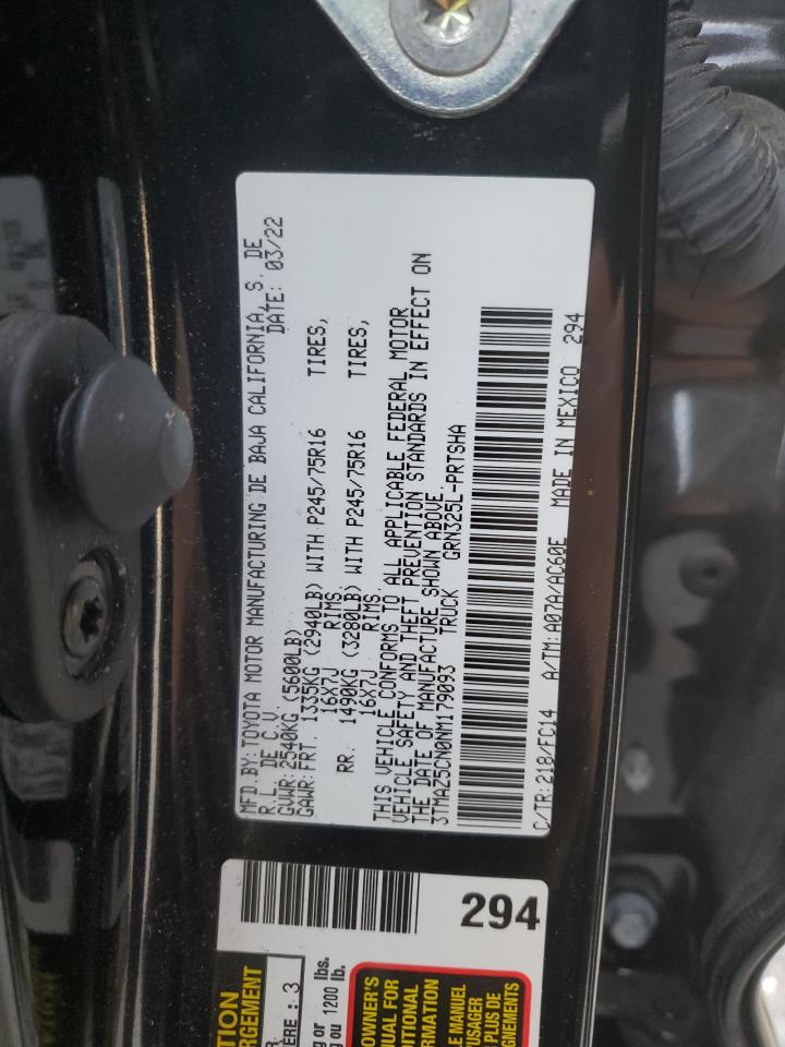 2022 Toyota Tacoma Double Cab VIN: 3TMAZ5CN0NM179093 Lot: 69485905