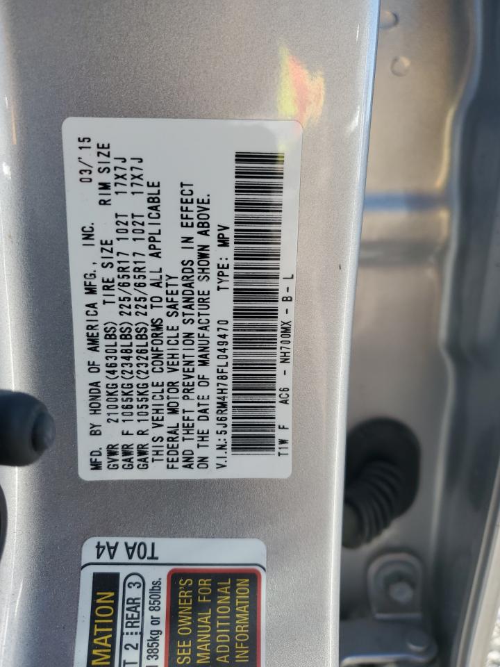 2015 Honda Cr-V Exl VIN: 5J6RM4H78FL049470 Lot: 70106255