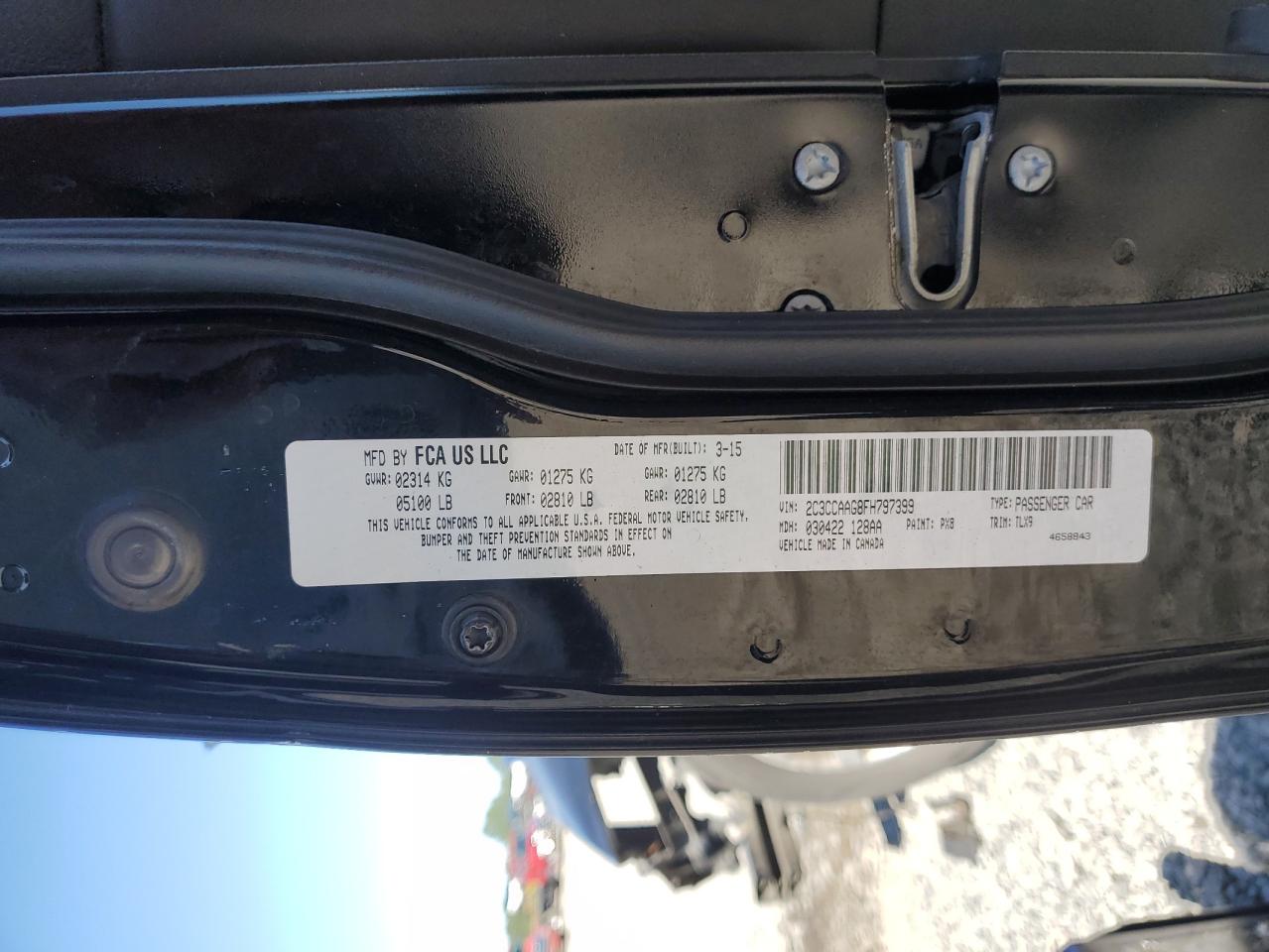 2015 Chrysler 300 Limited VIN: 2C3CCAAG8FH797399 Lot: 70473305