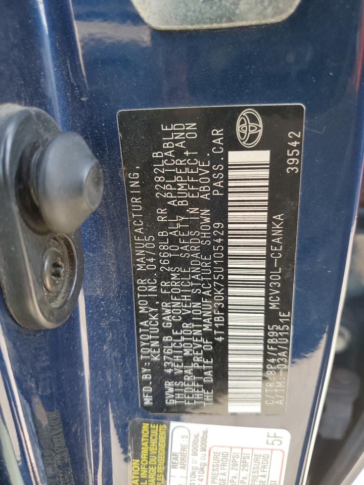 2005 Toyota Camry Le VIN: 4T1BF30K75U105429 Lot: 66518075