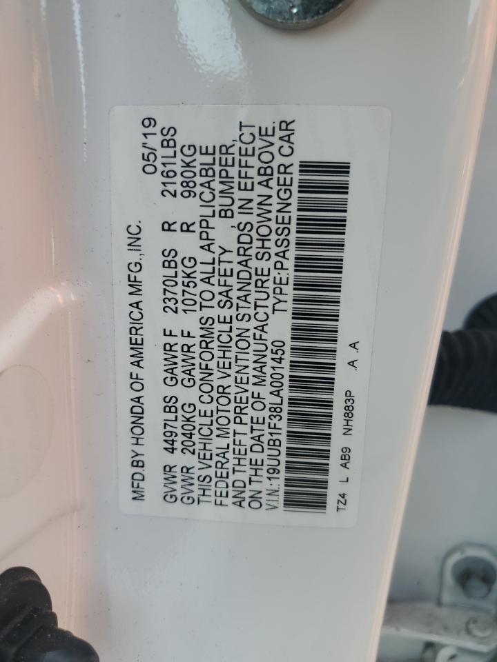 2020 Acura Tlx VIN: 19UUB1F38LA001450 Lot: 67381925