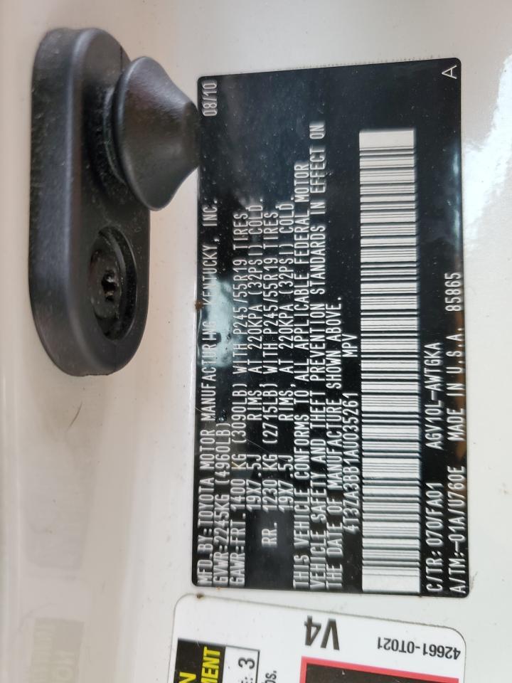 2010 Toyota Venza VIN: 4T3ZA3BB1AU035261 Lot: 69833915