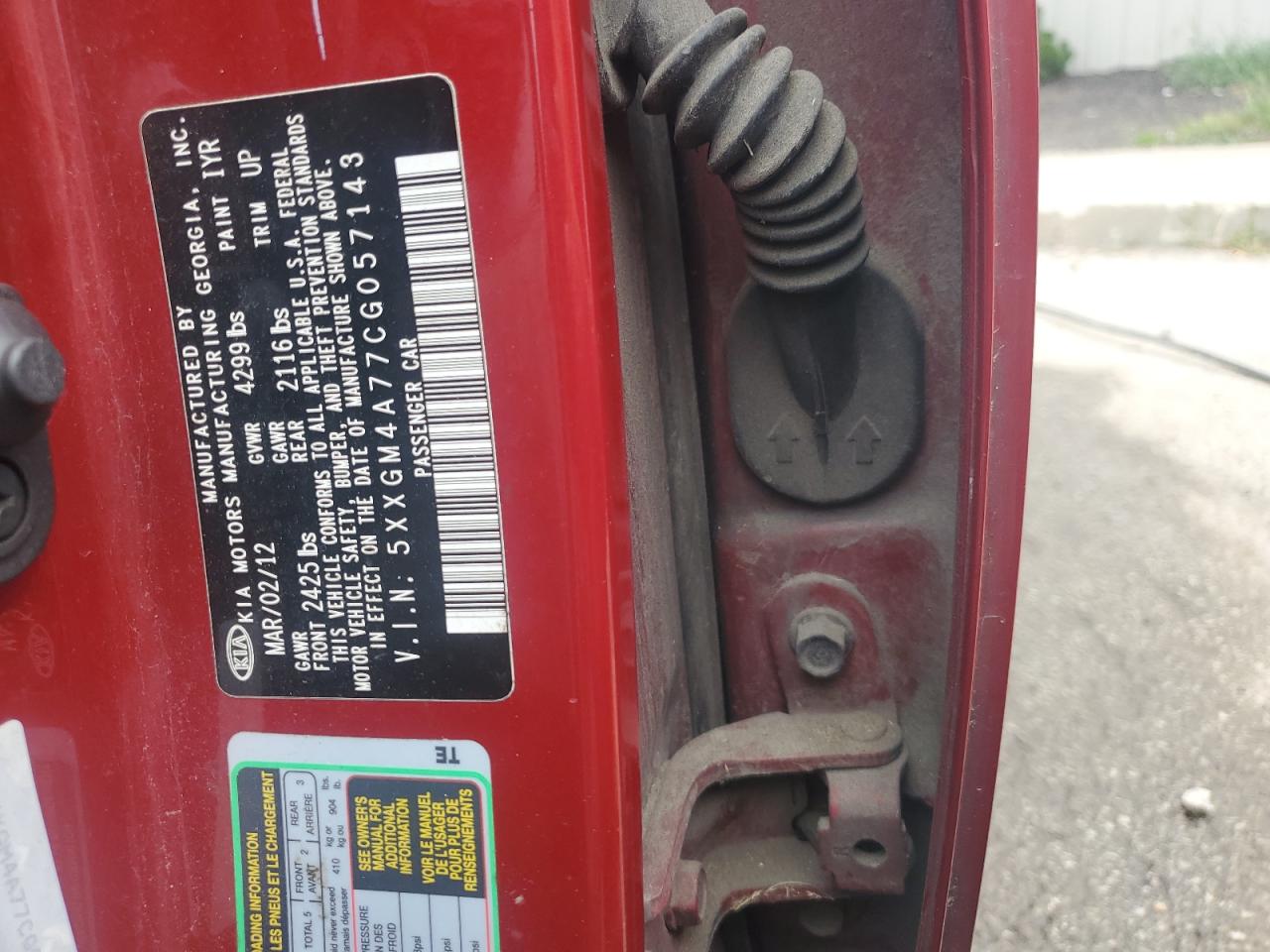 2012 Kia Optima Lx VIN: 5XXGM4A77CG057143 Lot: 69913785