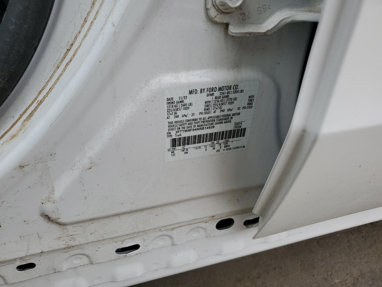 2022 Ford Maverick Xl VIN: 3FTTW8F94NRB14929 Lot: 70815505