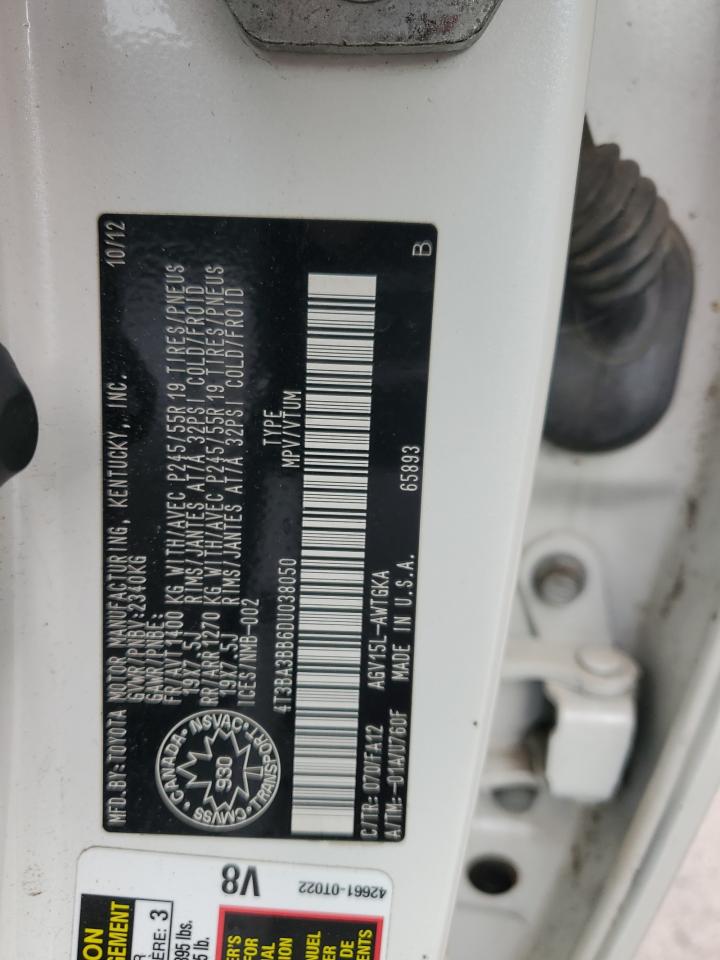 2013 Toyota Venza Le VIN: 4T3BA3BB6DU038050 Lot: 68419865