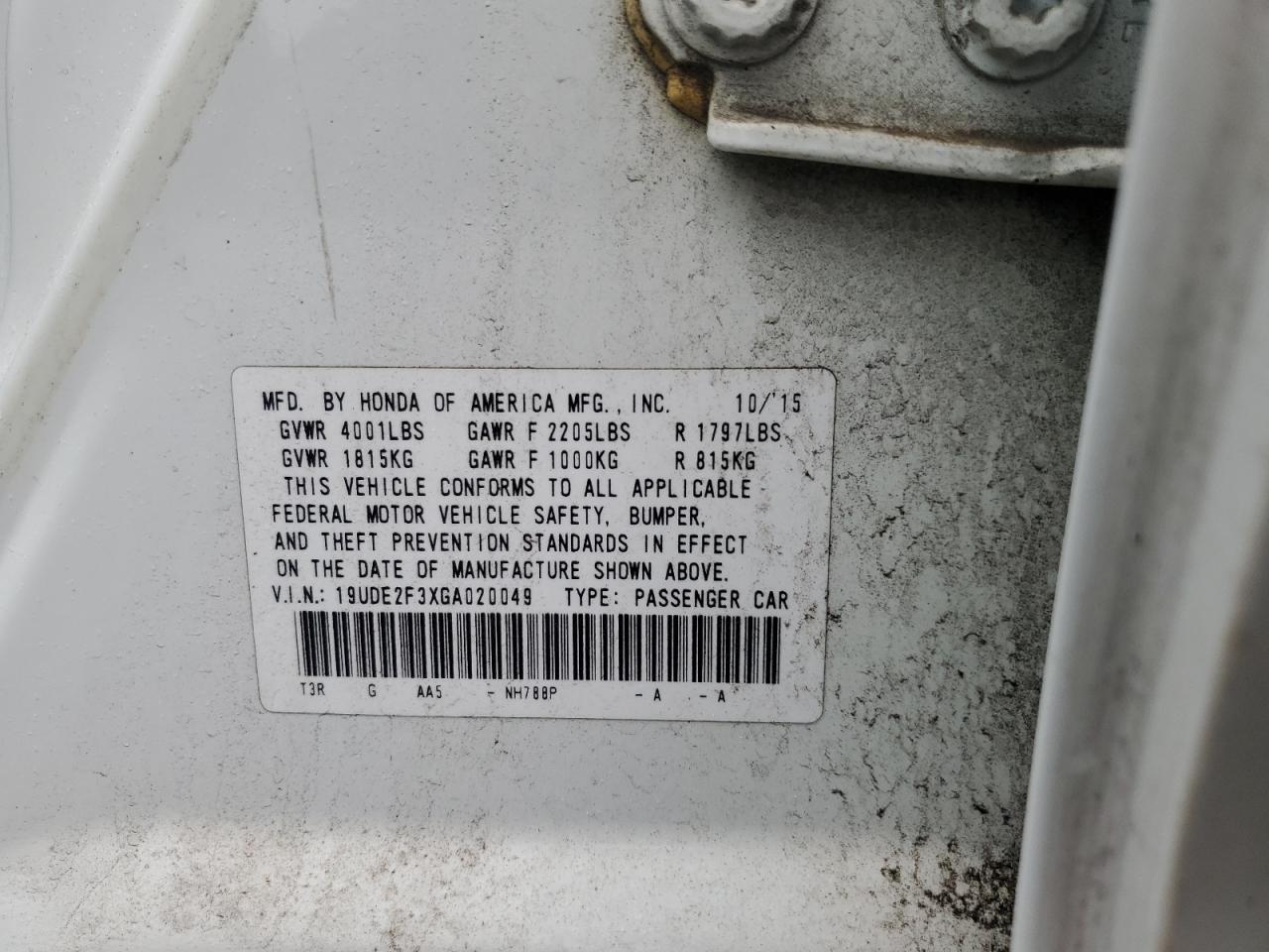 2016 Acura Ilx Base Watch Plus VIN: 19UDE2F3XGA020049 Lot: 69823805