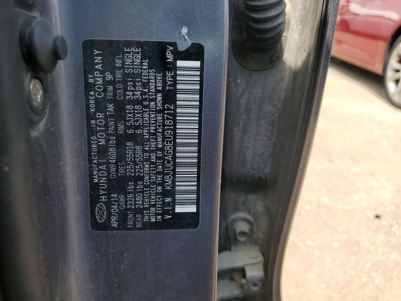 2014 Hyundai Tucson Gls VIN: KM8JUCAG8EU918712 Lot: 67619215