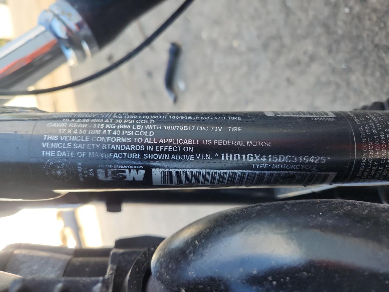 2013 Harley-Davidson Fxdb Dyna Street Bob VIN: 1HD1GX415DC319425 Lot: 70105115