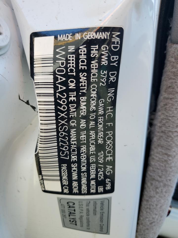 1999 Porsche 911 Carrera VIN: WP0AA299XXS622957 Lot: 69515765