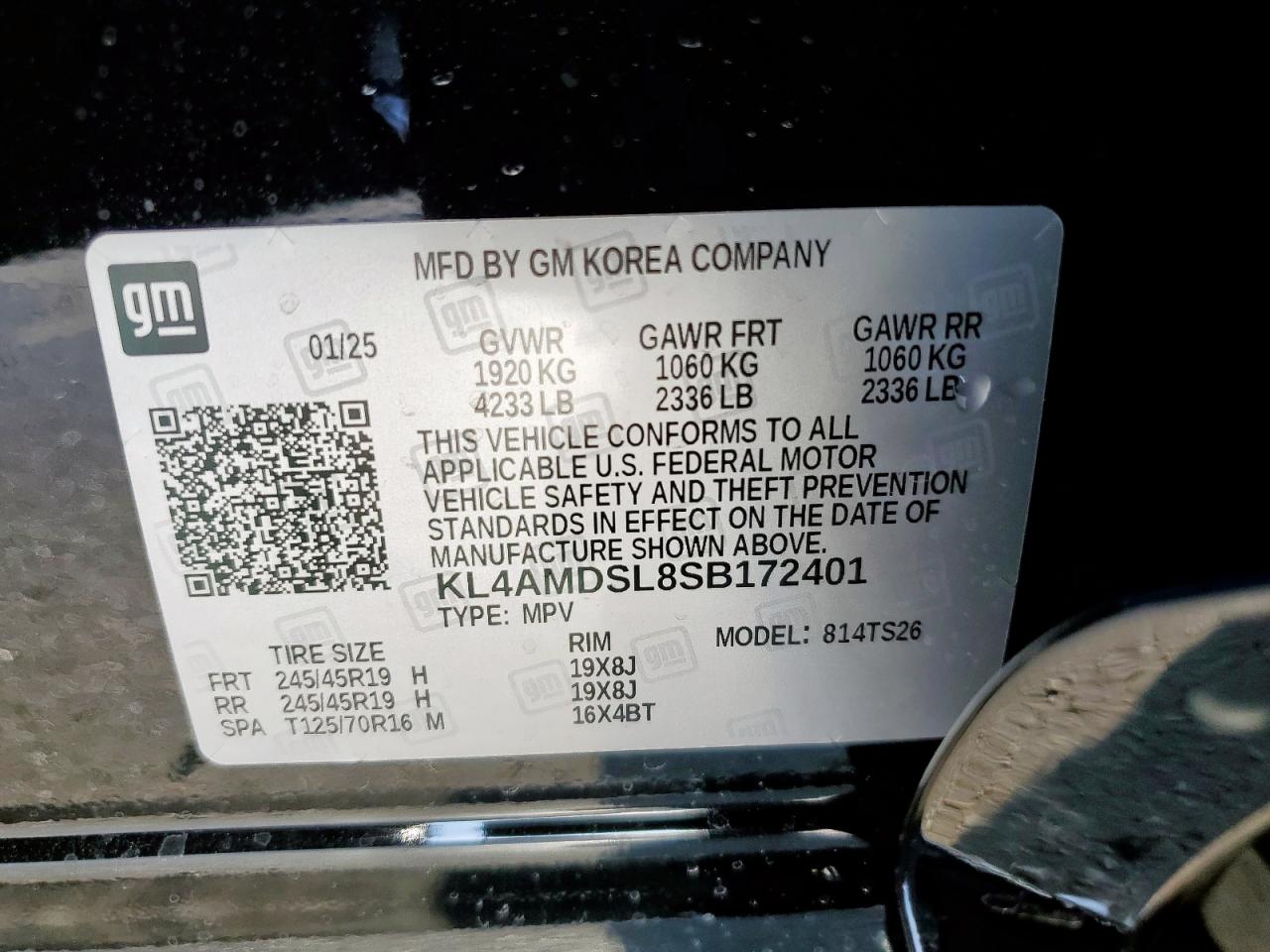 2025 Buick Encore Gx Sport Touring VIN: KL4AMDSL8SB172401 Lot: 69179705