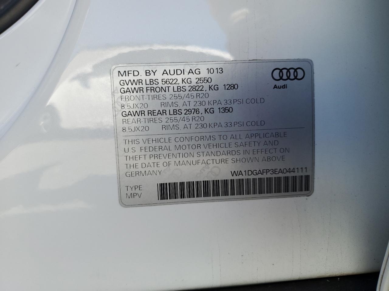 2014 Audi Q5 Premium Plus VIN: WA1DGAFP3EA044111 Lot: 68459605