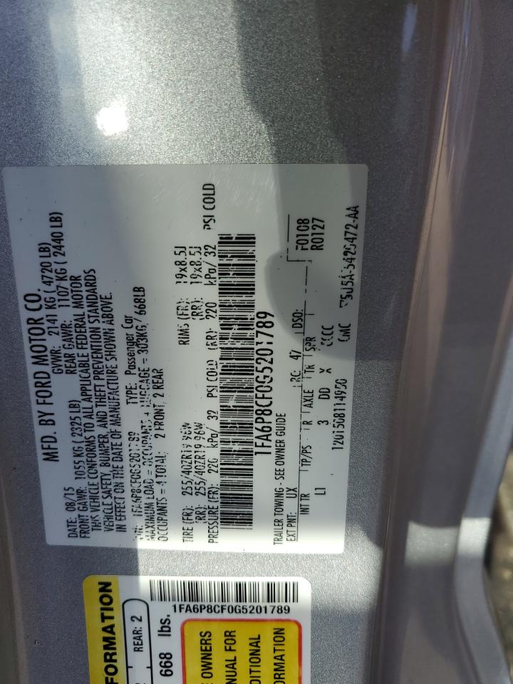 2016 Ford Mustang Gt VIN: 1FA6P8CF0G5201789 Lot: 70915655