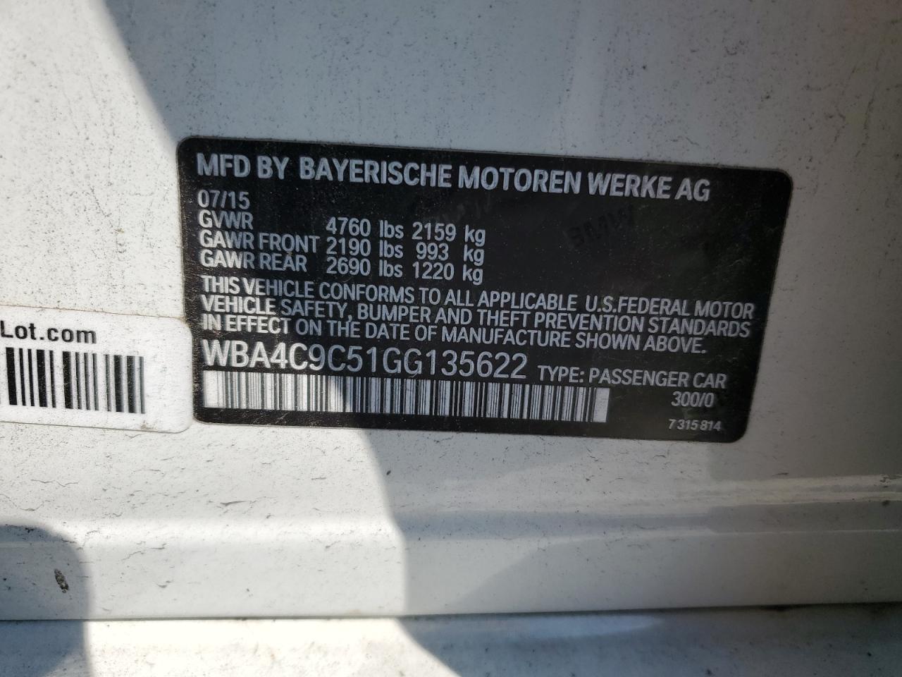 2016 BMW 428 Xi Gran Coupe Sulev VIN: WBA4C9C51GG135622 Lot: 68421505