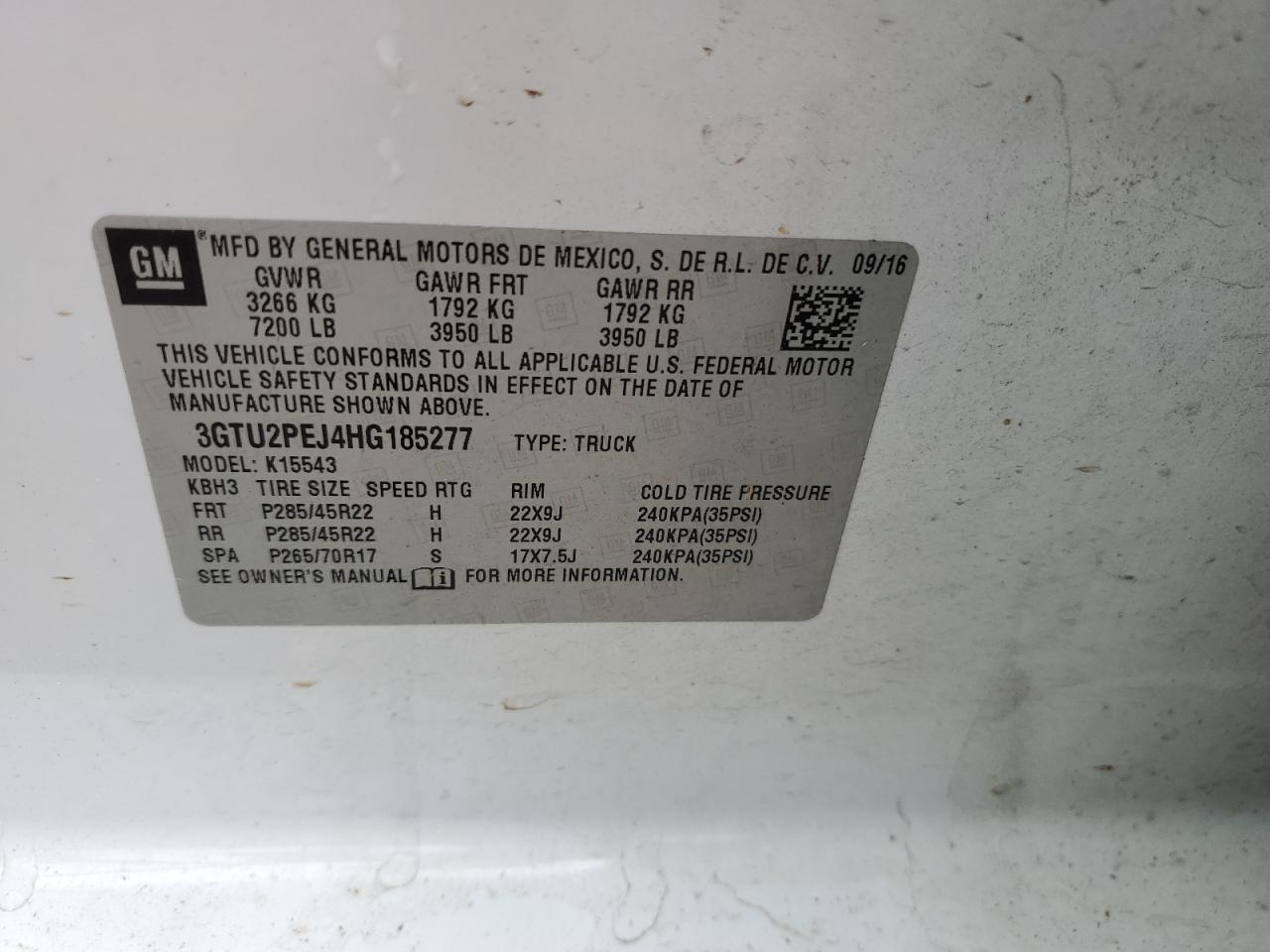 2017 GMC Sierra K1500 Denali VIN: 3GTU2PEJ4HG185277 Lot: 70024065