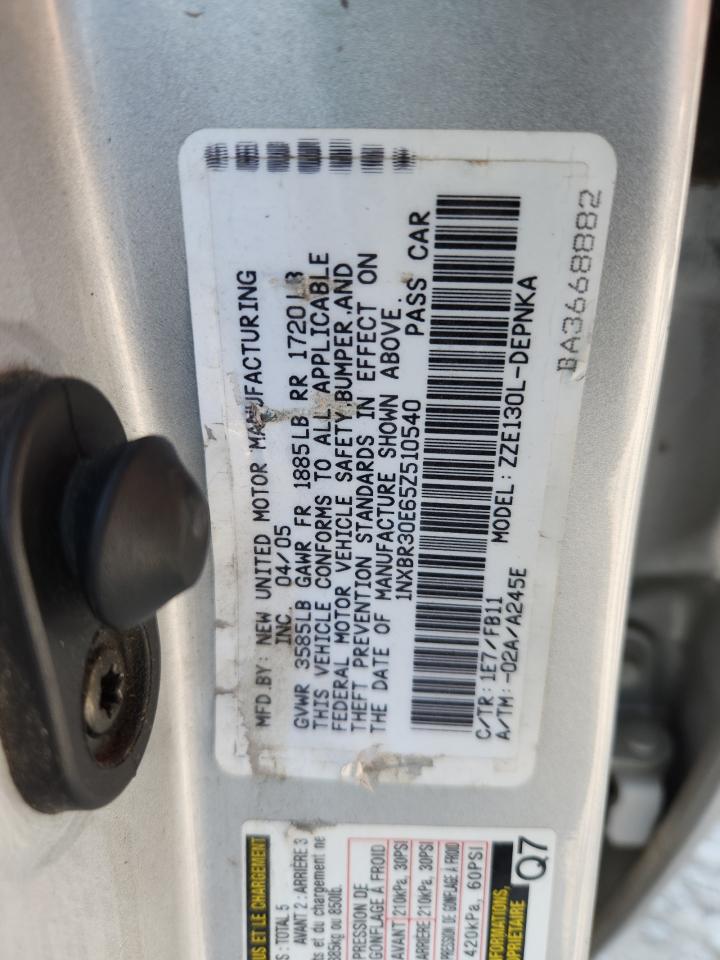 2005 Toyota Corolla Ce VIN: 1NXBR30E65Z510540 Lot: 71129465