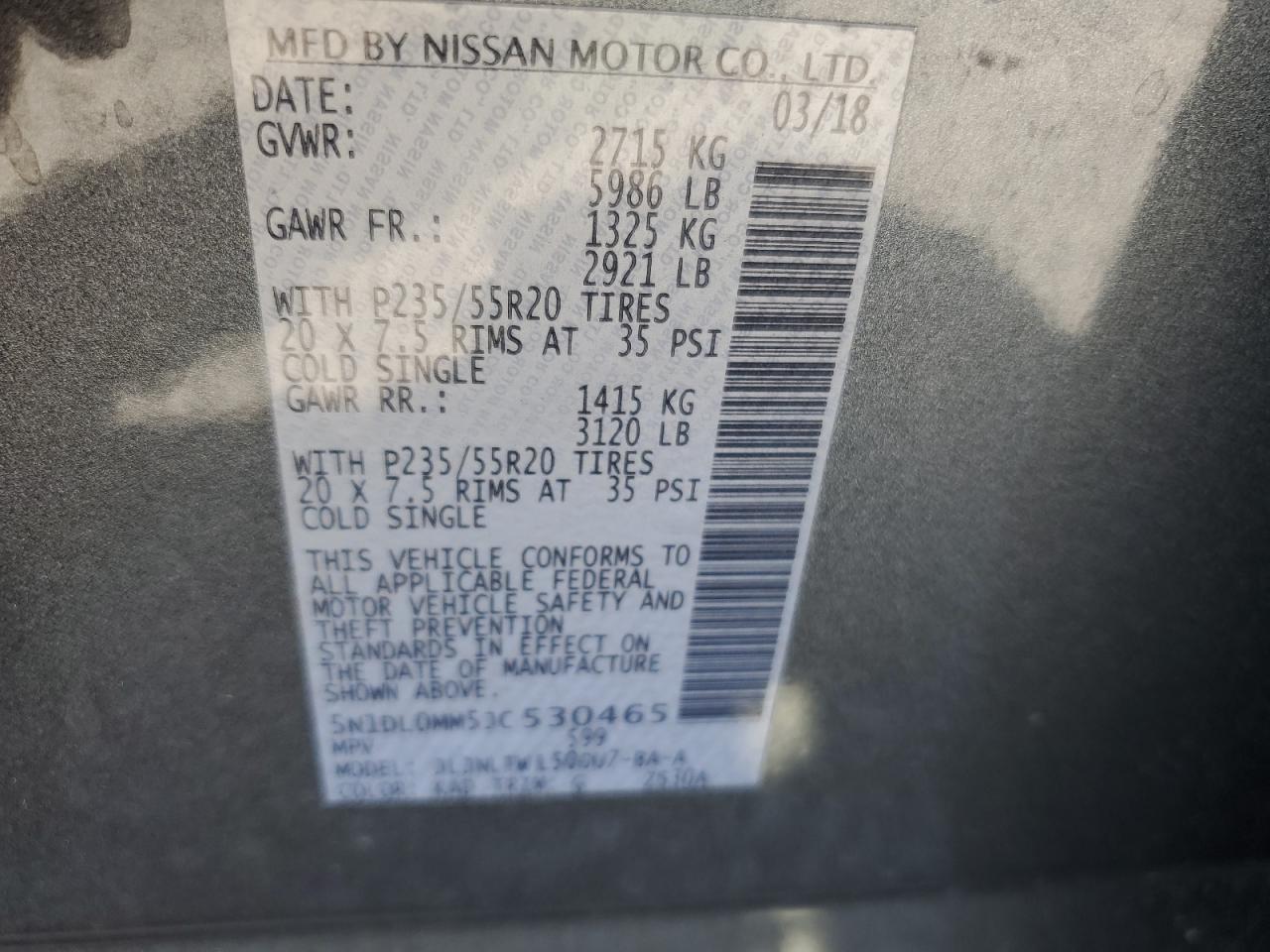 2018 Infiniti Qx60 VIN: 5N1DL0MM5JC530465 Lot: 70198015