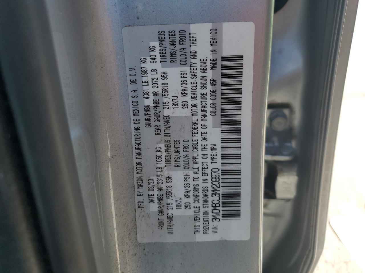 2021 Mazda Cx-30 Preferred VIN: 3MVDMBCL3MM209970 Lot: 68560295