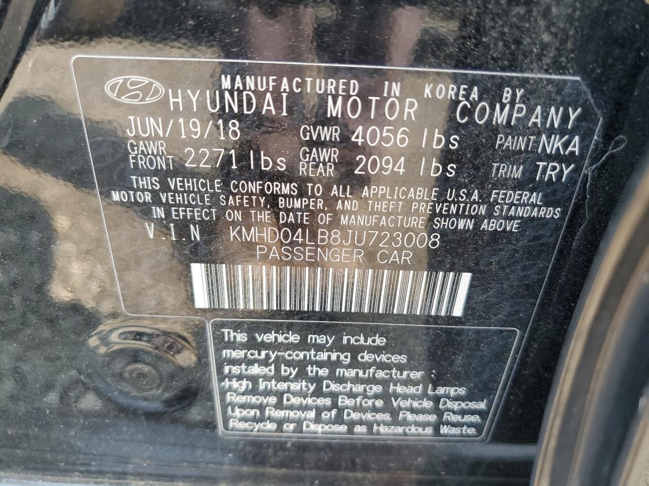KMHD04LB8JU723008 2018 Hyundai Elantra Sport